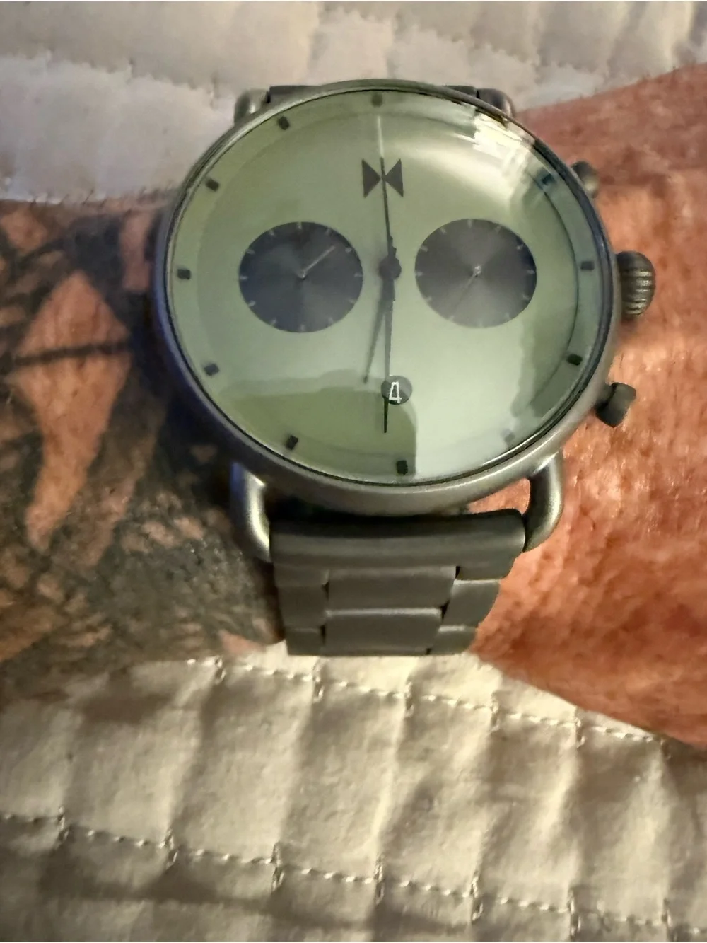 MVMT Men's Watch with Sage Green Dial and Gunmetal Bracelet